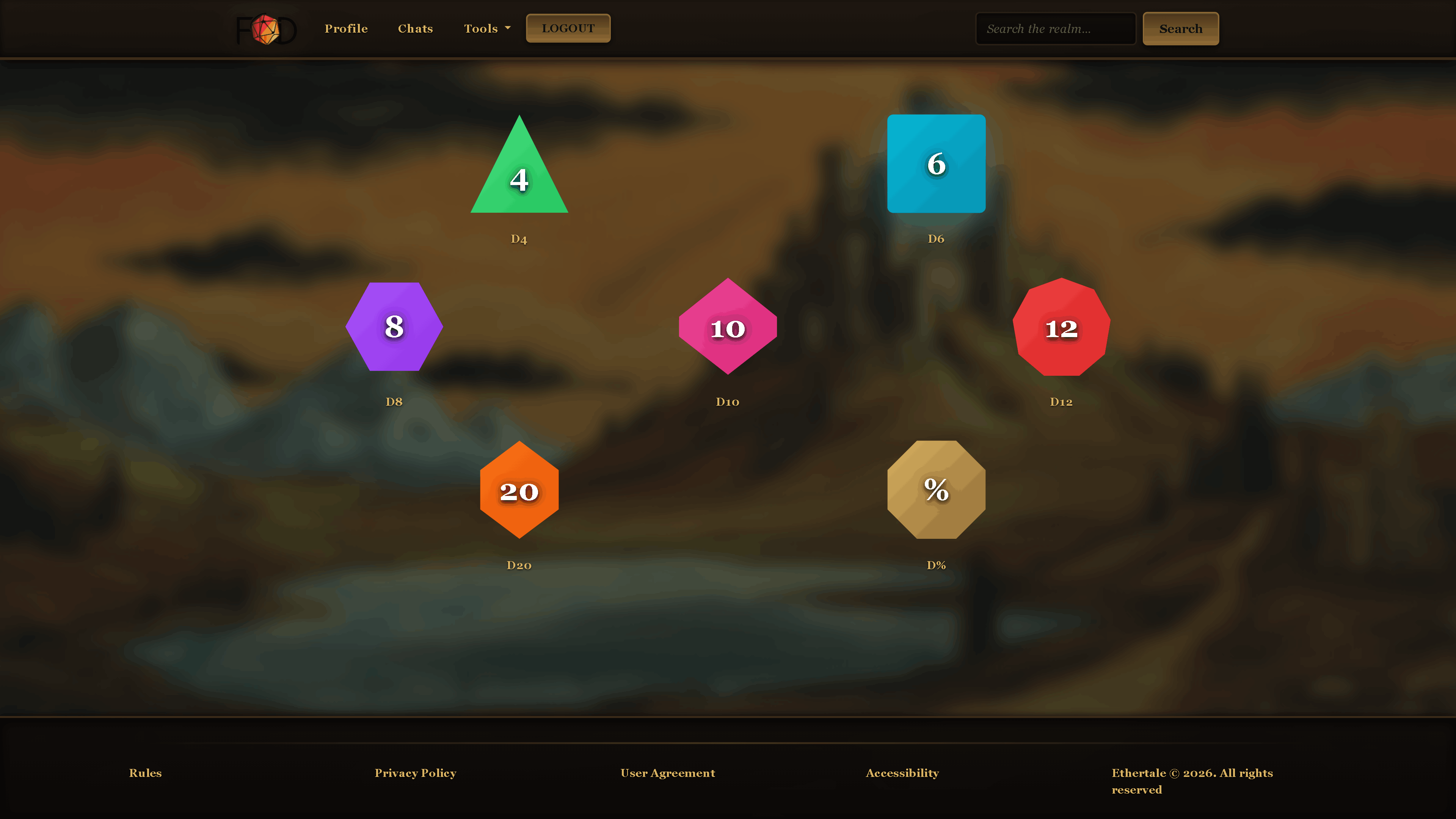 The website offers a fully functioning dice that they can roll simply by clicking on them.