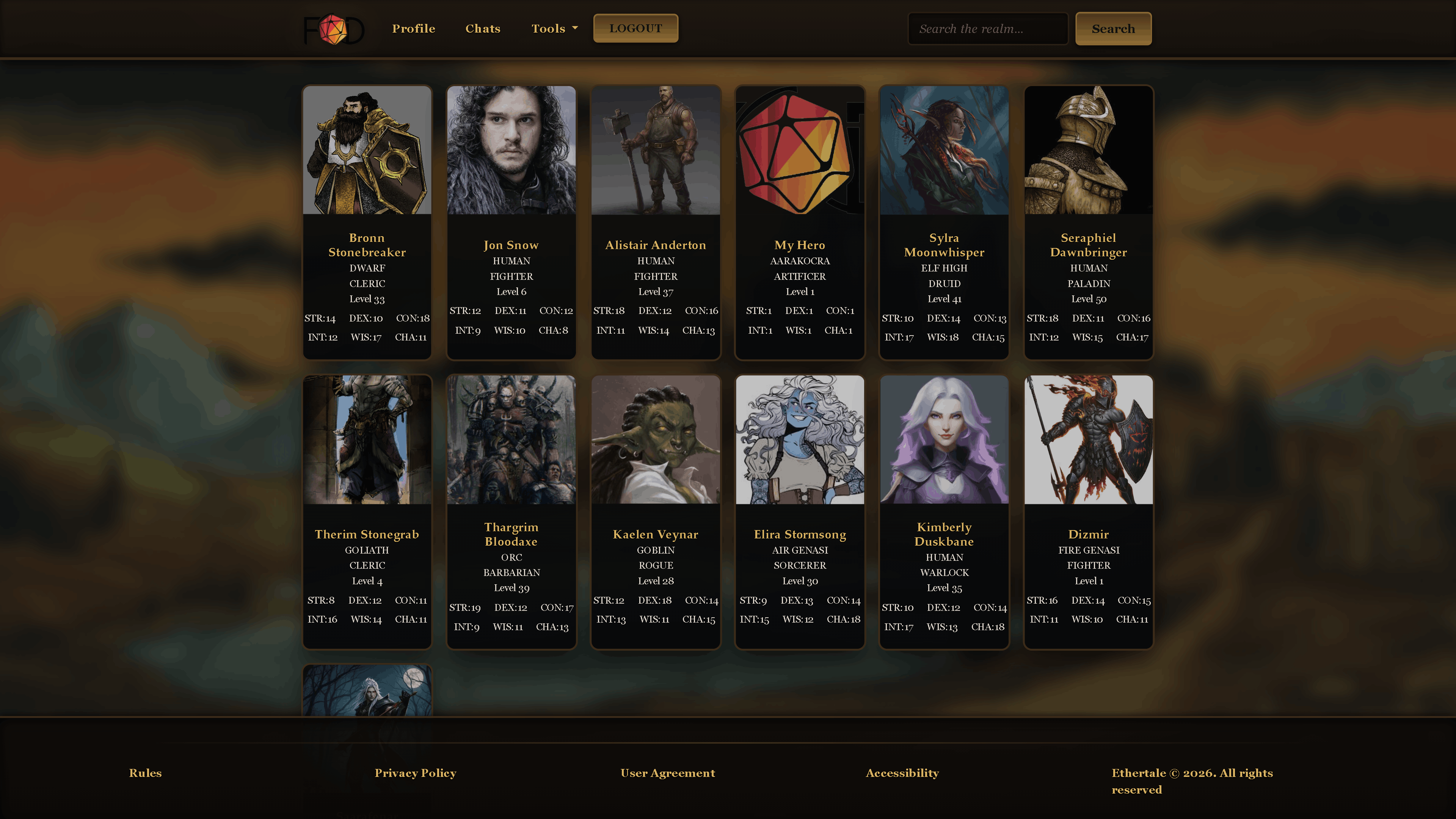 Here users can view all of the heroes that the registered heroes have created.