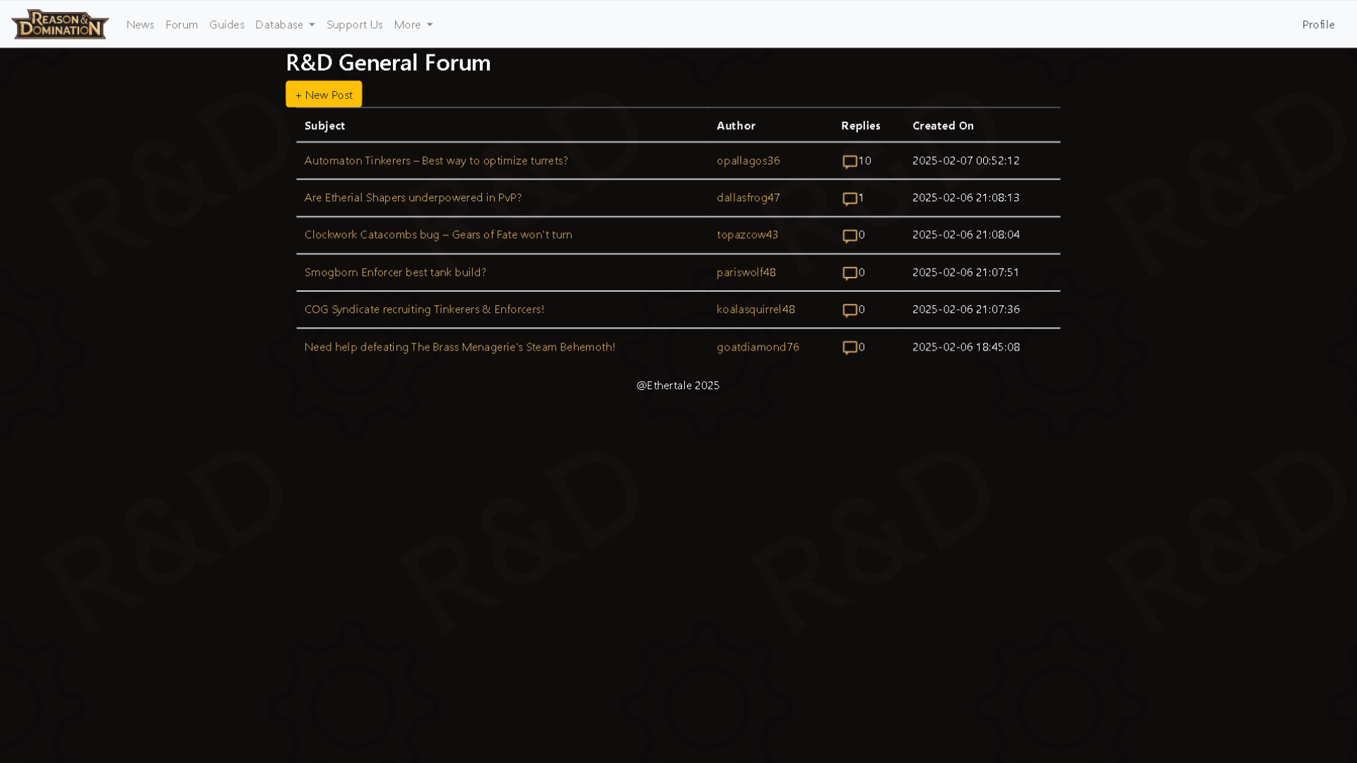 The forum allows the user to create a post on a given topic and also participate on other topics.